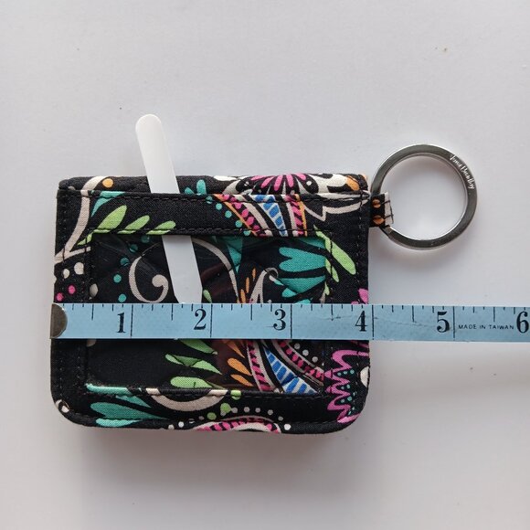 Vera Bradley Bandana Swirl Wallet ID Card Holder Black Silver Blue Pink White 4" - Picture 3 of 8
